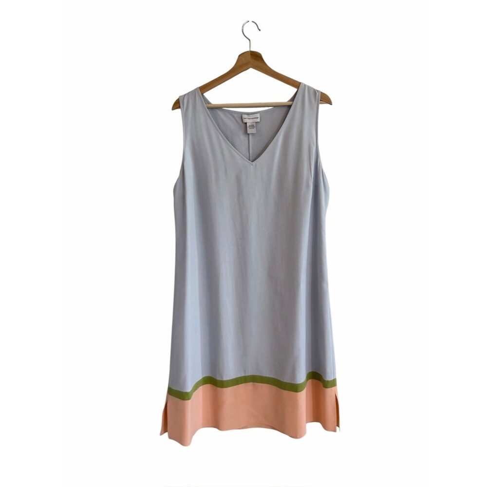Soft Surroundings Womens Silk Sleeveless Sheath Dress Size L Resort Vacation